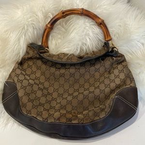 Gucci Vintage Monogram Hobo Bag With Bamboo Handle